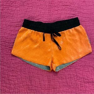 sass & bide Orange and Black Athletic  sequin Shorts, S